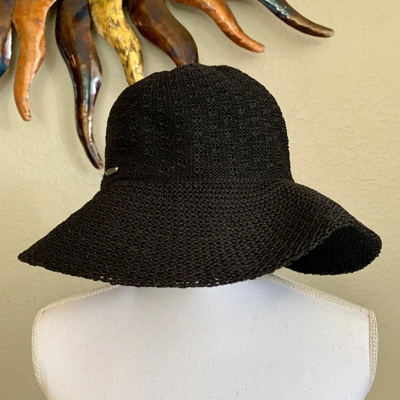 Coolibar Black Marina Sun Hat Upf 5 Euc 